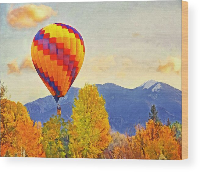 Taos Mountain Balloon Festival Wood Print featuring the digital art The Taos Mountain Balloon Rally 1 by Digital Photographic Arts