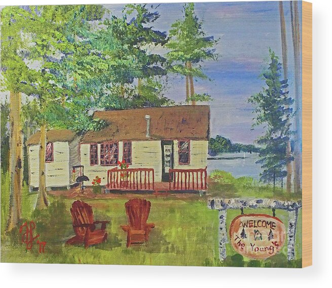 #anniversarygift Wood Print featuring the painting The Young's Camp by Francois Lamothe