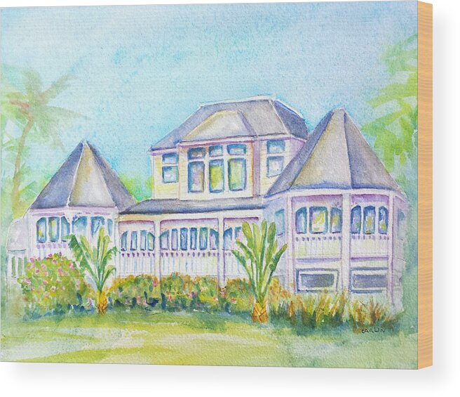 Thistle Lodge Wood Print featuring the painting Thistle Lodge Casa Ybel Resort by Carlin Blahnik CarlinArtWatercolor