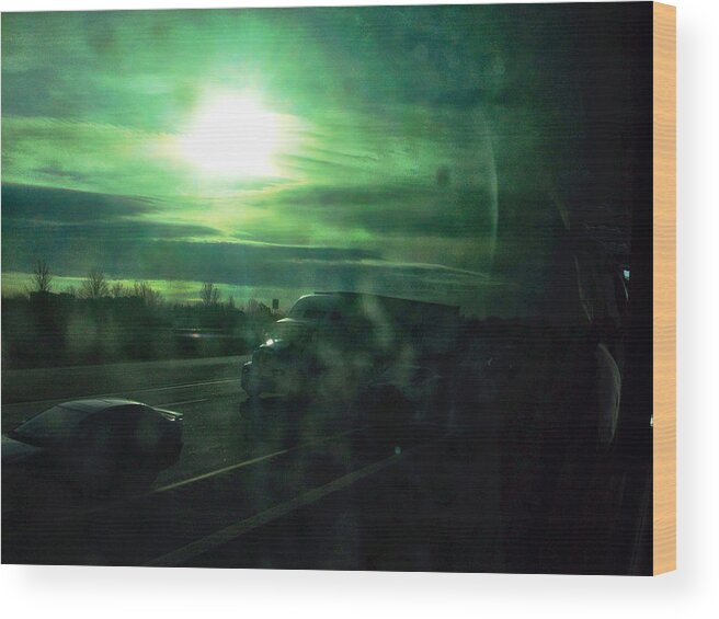 Traveling Wood Print featuring the photograph Through The Greyhound Window Home by Kreddible Trout