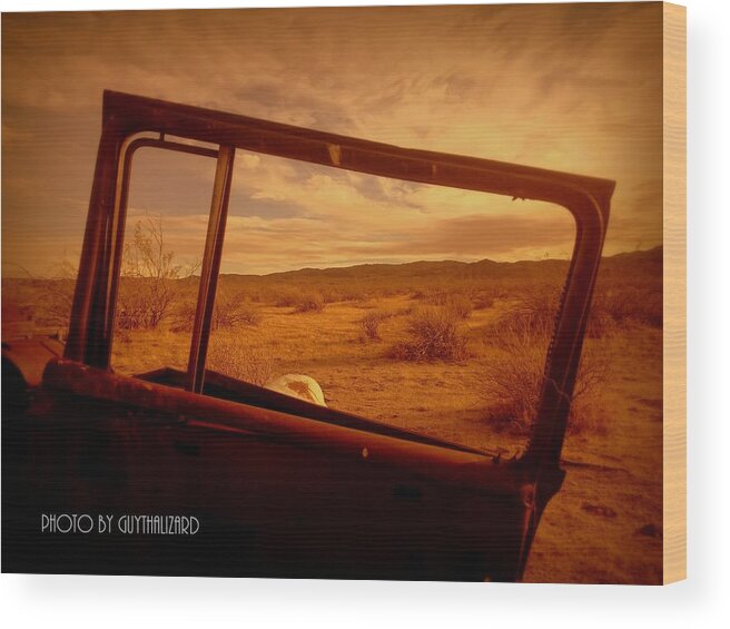 Car Wood Print featuring the photograph ThruTheWindow by Guy Hoffman