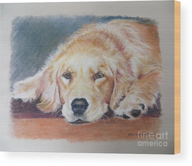 Golden Retriever Wood Print featuring the painting Tiller by Karol Wyckoff