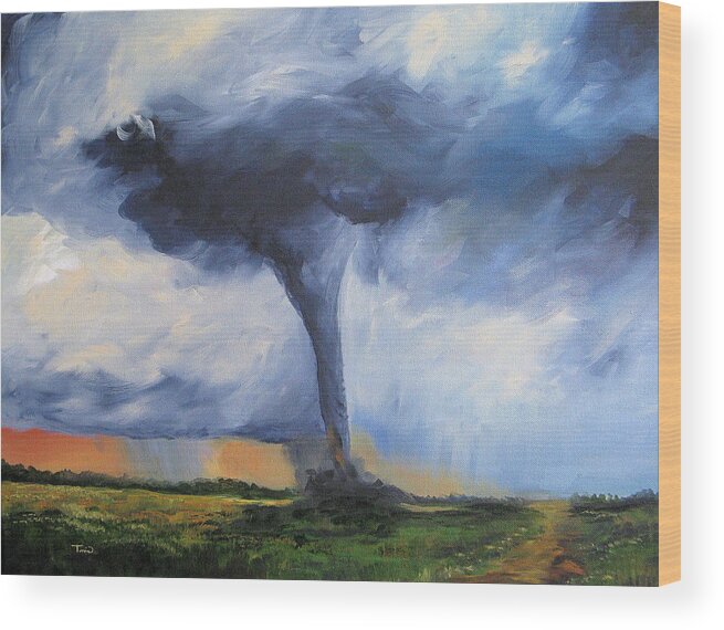 Tornado Wood Print featuring the painting Tornado by Torrie Smiley