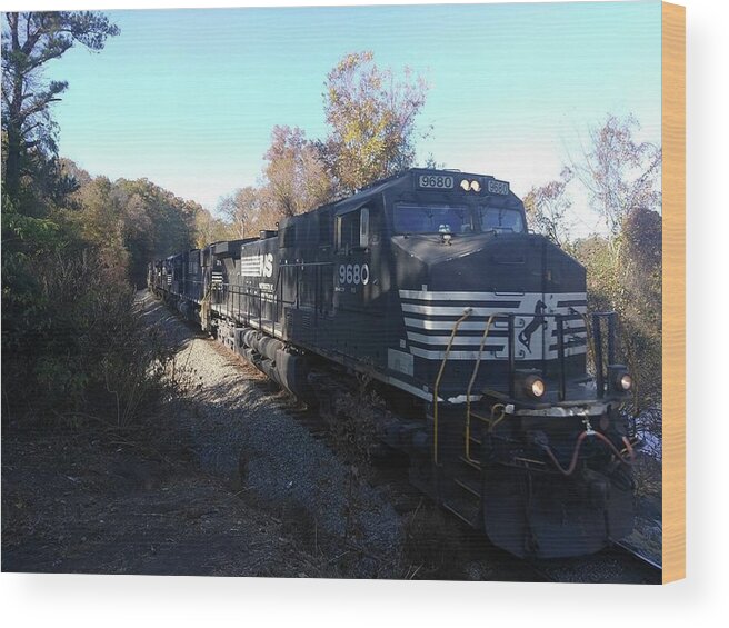 Travel Wood Print featuring the photograph Train passes by Aaron Martens