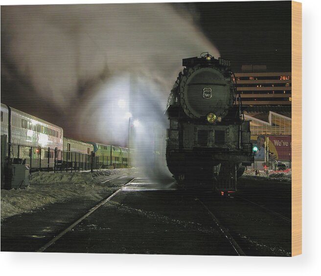 Kansas City Union Train Station Wood Print featuring the photograph Trains old and new by Tim Mulina