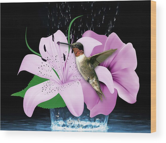 Hummingbird Wood Print featuring the mixed media Transport Hummingbird by Marvin Blaine