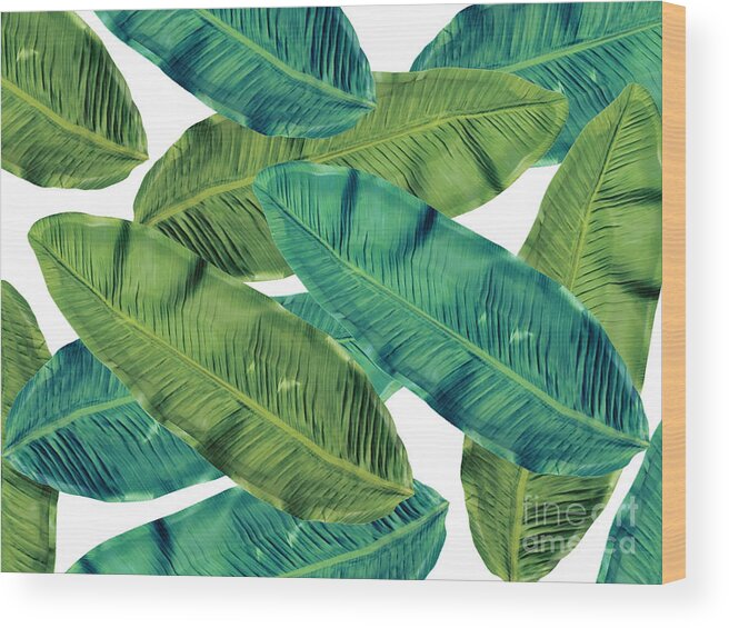 Tropical Leaves.nature Design Wood Print featuring the painting Tropical Leaves 7 by Mark Ashkenazi