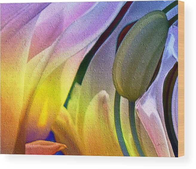 Tulips Secret Wood Print featuring the digital art Tulips Secret by Kiki Art