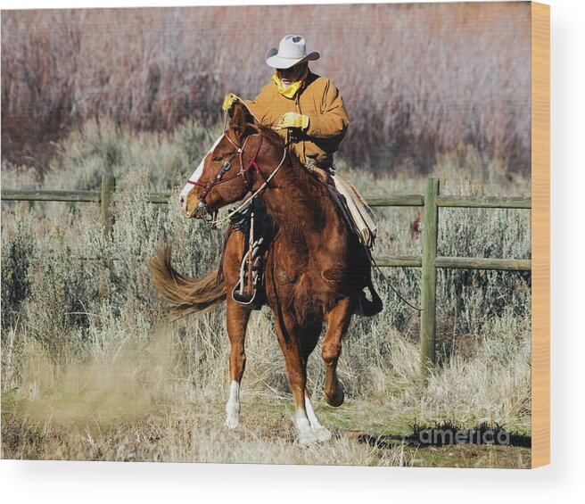 Cowboy Wood Print featuring the photograph Turn Right by Michael Dawson