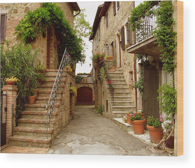 Horizontal Wood Print featuring the photograph Tuscany Stairways by Donna Corless