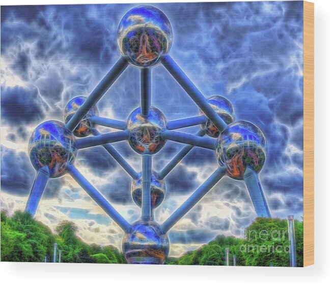 Wood Print featuring the digital art Two nights in Brussels 2  - Atomic by Leigh Kemp