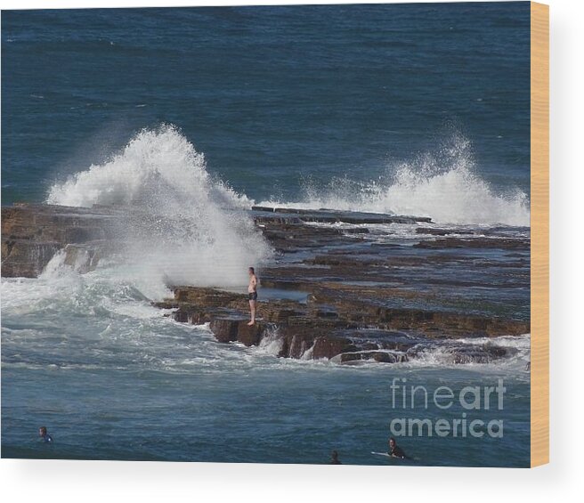 Huge Wave Wood Print featuring the photograph Unwitting Swimmer by Bev Conover