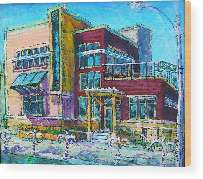 Urban Ecology Center Wood Print featuring the painting UEC On Site by Les Leffingwell