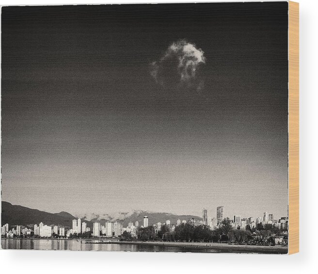 English Bay Wood Print featuring the photograph Vancouver skyline with cloud by Peter V Quenter