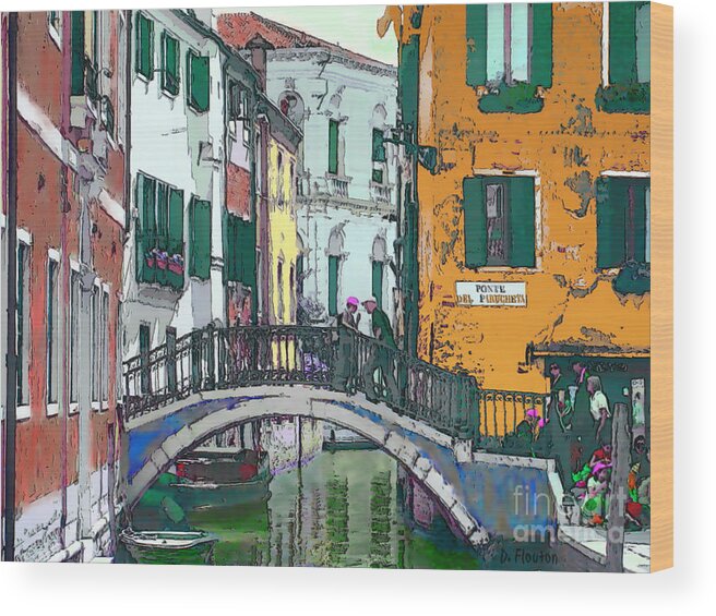 Ebsq Wood Print featuring the photograph Venice Canal Bridge by Dee Flouton