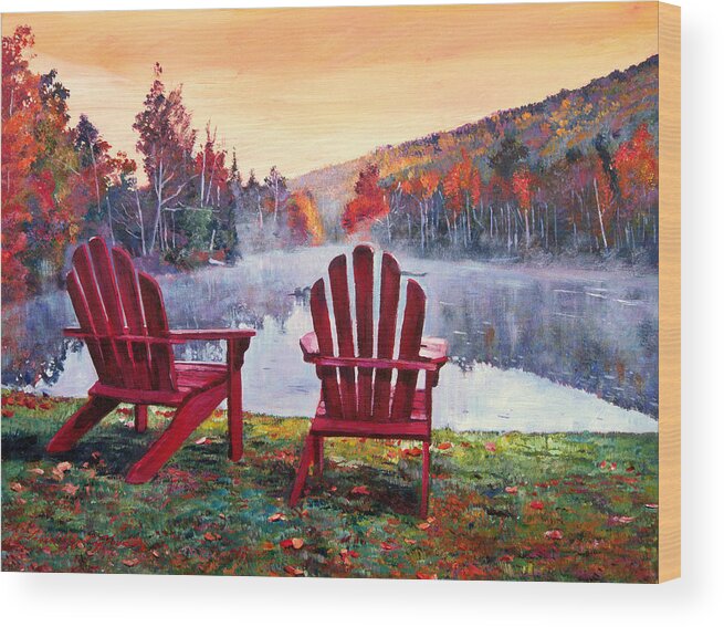 Landscape Wood Print featuring the painting Vermont Romance by David Lloyd Glover