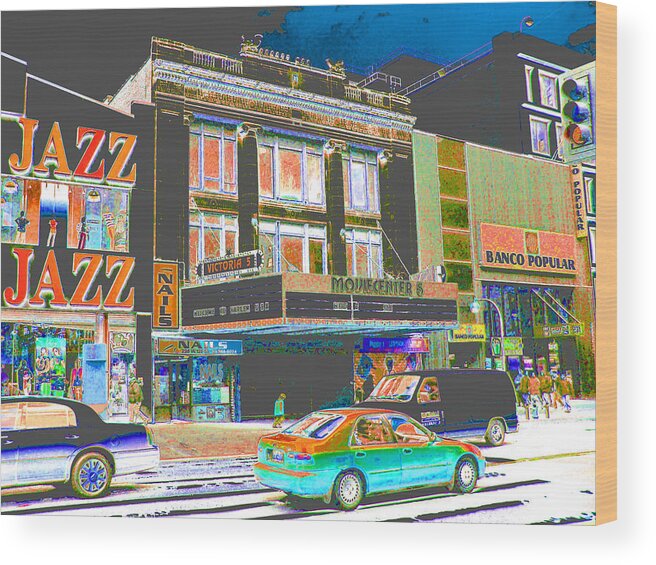 Harlem Wood Print featuring the photograph Victoria Theater 125th St NYC by Steven Huszar