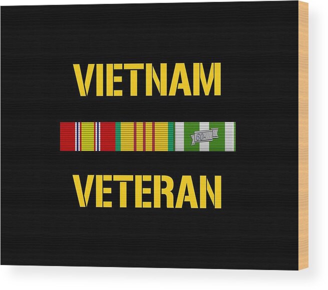 Vietnam Veteran Wood Print featuring the digital art Vietnam Veteran Ribbon Bar by War Is Hell Store