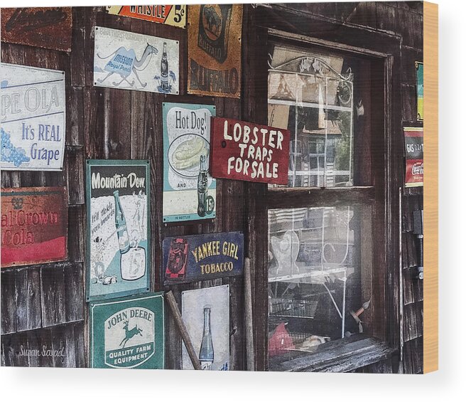 Signs Wood Print featuring the photograph Vintage Advertising Signs by Susan Savad