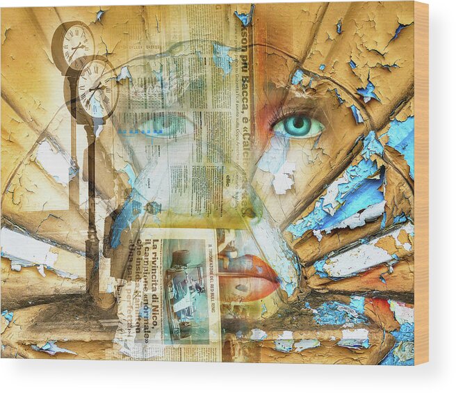 Woman Wood Print featuring the digital art Waiting for you by Gabi Hampe