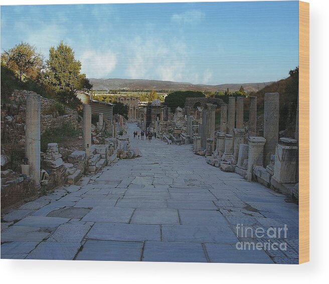 Ephesus Wood Print featuring the photograph Walking in Ephesus by Don Kenworthy