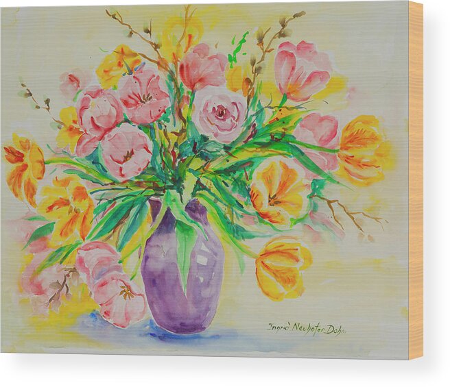 Flowers Wood Print featuring the painting Watercolor Series 178 by Ingrid Dohm