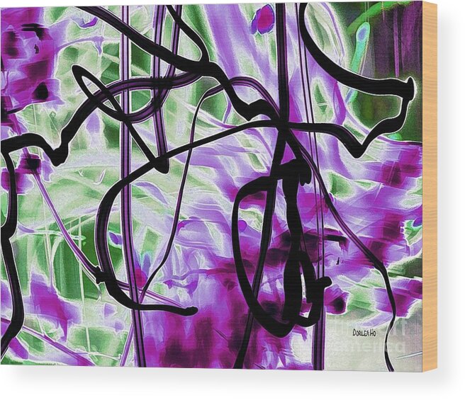 Hawaii Wood Print featuring the digital art Waves of Purple by Dorlea Ho