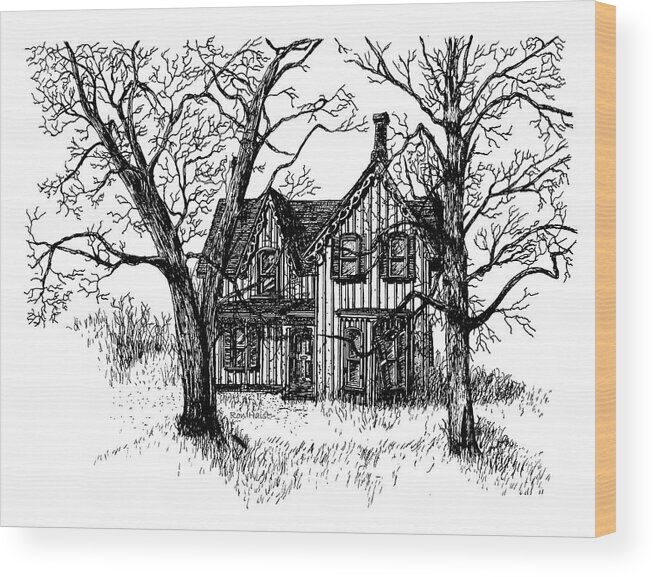 House Wood Print featuring the drawing Westhill House 1 by Ron Haist