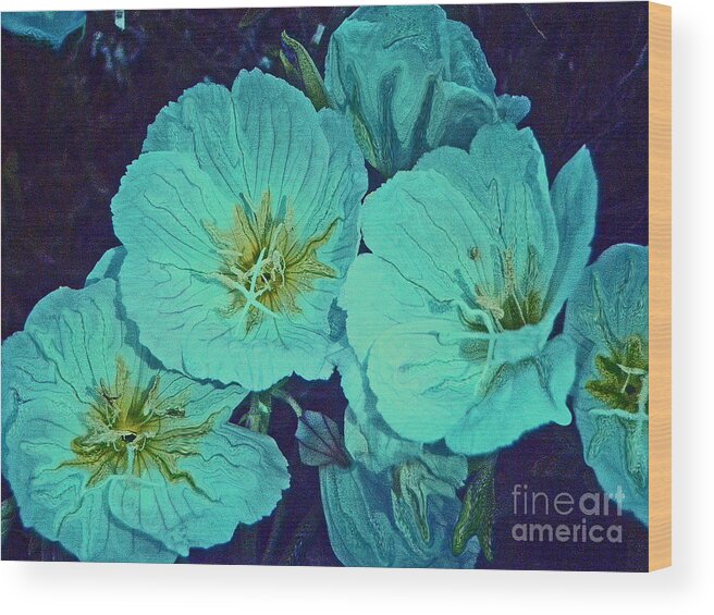 White Flowers Wood Print featuring the photograph White Flowers in Twilight by Daniele Smith