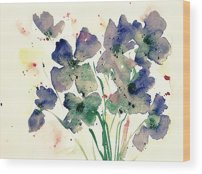 Wild Flowers Wood Print featuring the mixed media Wild Flowers 1 by Britta Zehm