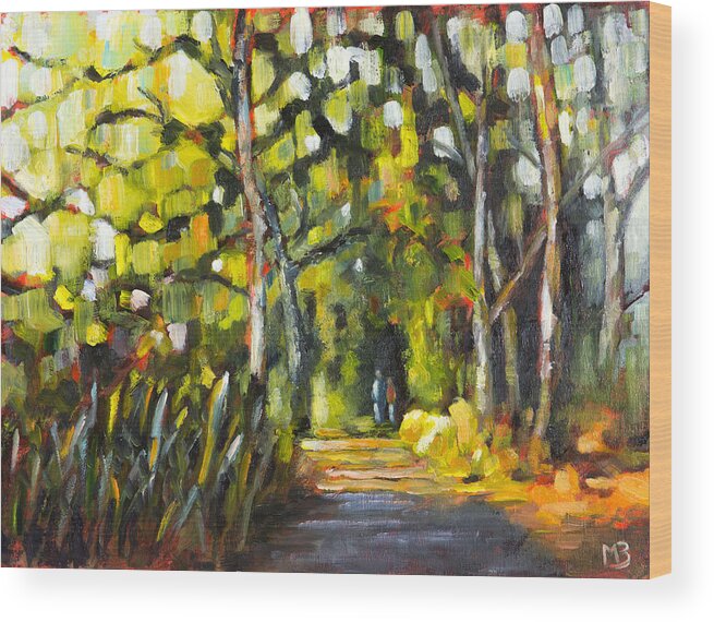 Landscape Wood Print featuring the painting Willamette River Walk by Mike Bergen