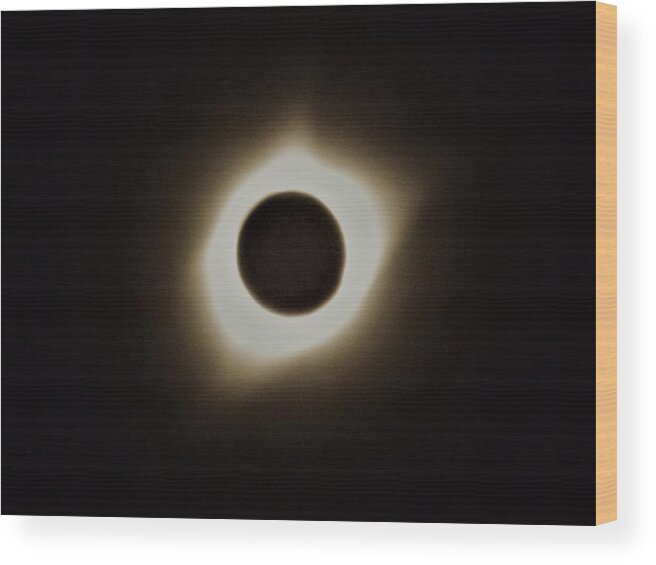 Eclipse Wood Print featuring the digital art Windy Corona during Eclipse by Michael Oceanofwisdom Bidwell