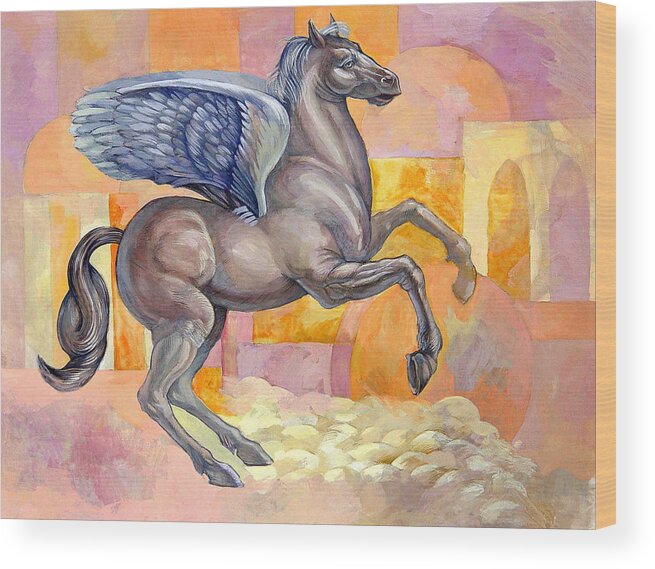 Horse Wood Print featuring the painting Winged Horse by Filip Mihail