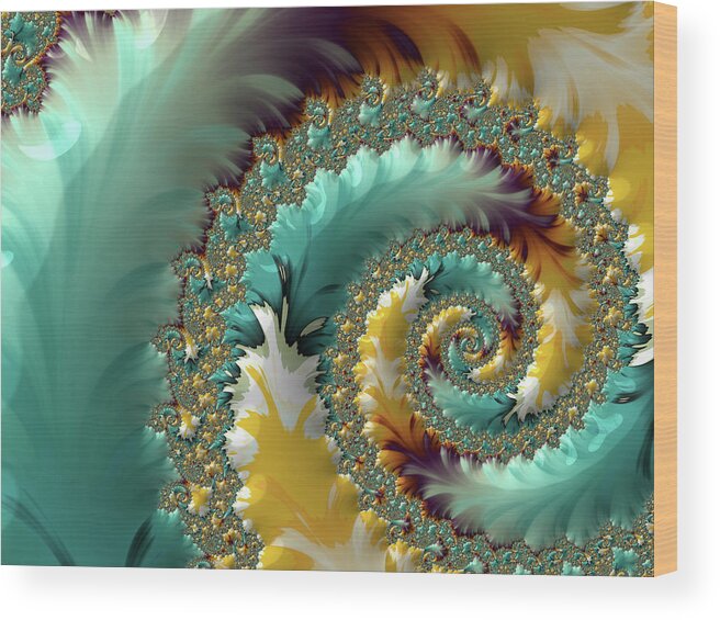 Fractal Art Wood Print featuring the digital art Wings of the Dawn by Bonnie Bruno