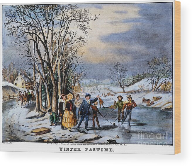  Wood Print featuring the painting Winter Pastime, 1856 by Granger