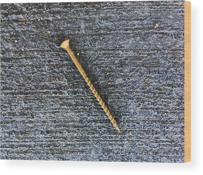 wood Screw Wood Print featuring the photograph Wood Screw in the Gutter by Stan Magnan
