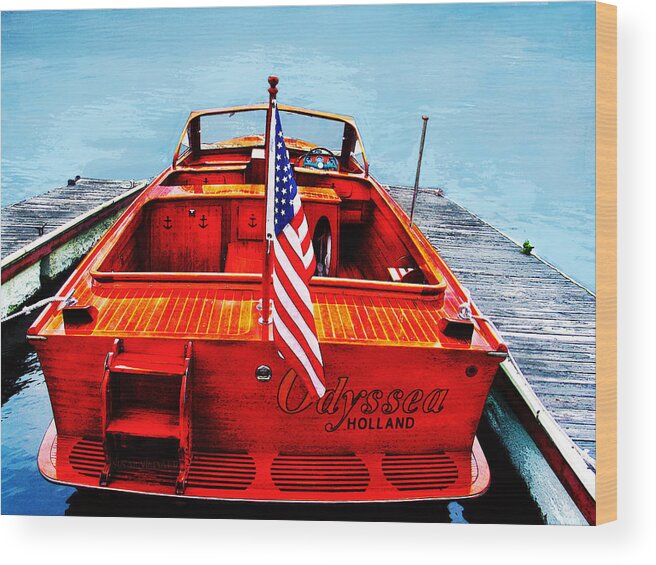 Wooden Motorboat Wood Print featuring the photograph Wooden Motorboat by Susan Vineyard