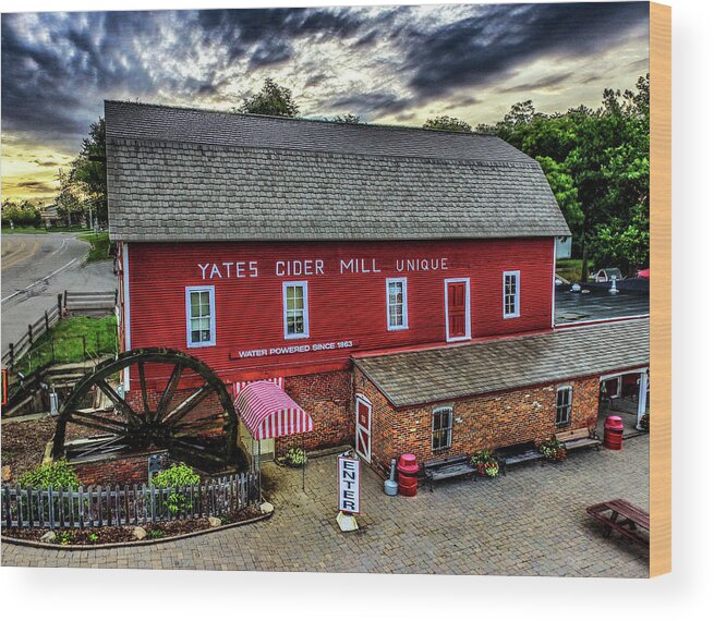 Rochester Wood Print featuring the digital art Yates Cider Mill DJI_0072 by Michael Thomas