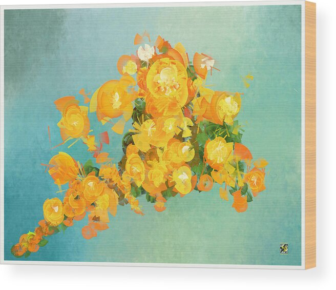 Flowers Wood Print featuring the digital art Yellow fire Spring by Douglas Day Jones