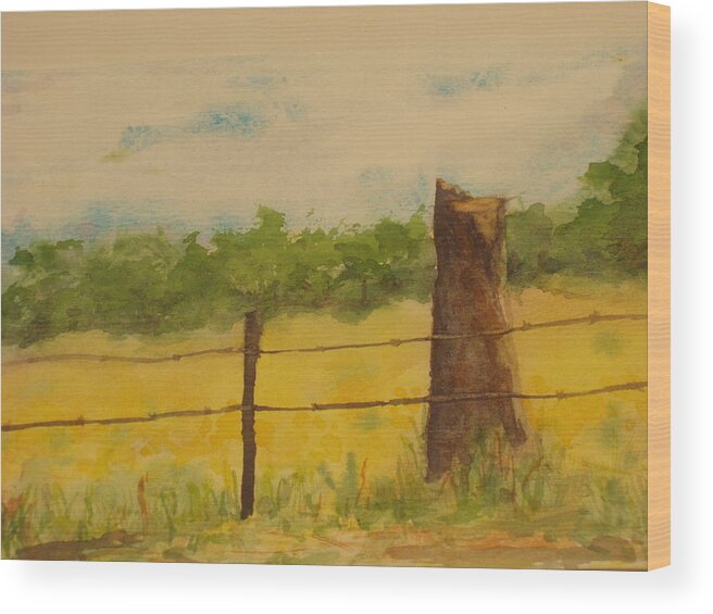 Meadow Wood Print featuring the painting Yellow Meadow by Vicki Housel