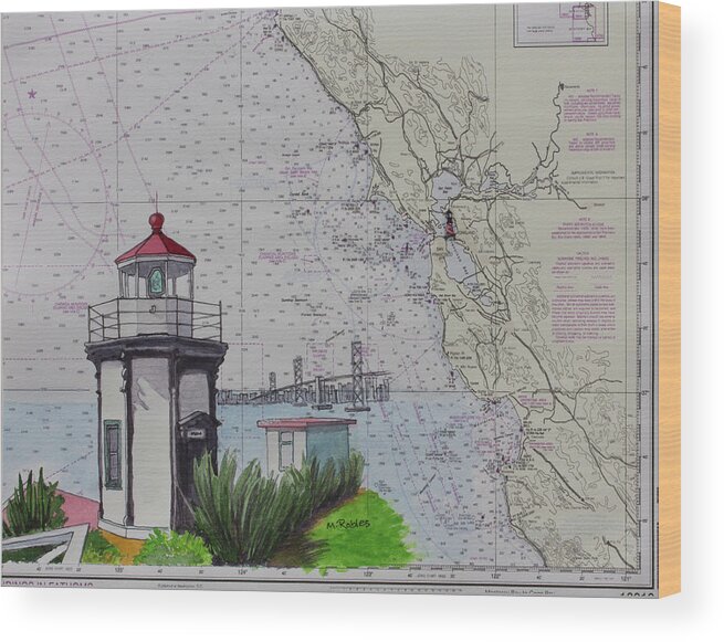 Yerba Buena Island Wood Print featuring the painting Yerba Buena Island Lighthouse by Mike Robles
