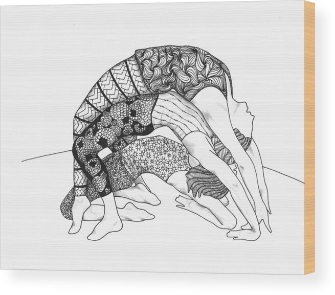 Yoga Wood Print featuring the drawing Yoga Sandwich by Jan Steinle