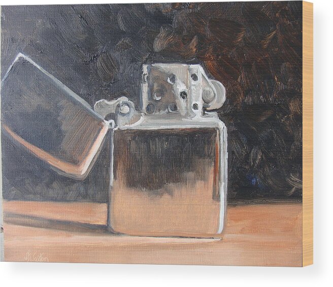 Zippo Wood Print featuring the painting Zippo by Judy Fischer Walton