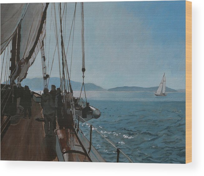Zodiac Wood Print featuring the painting Zodiac Under Sail by Robert Bissett