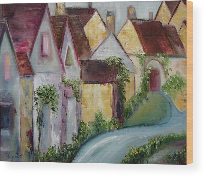 Bourton On The Water Wood Print featuring the painting Bourton on the Water by Roxy Rich