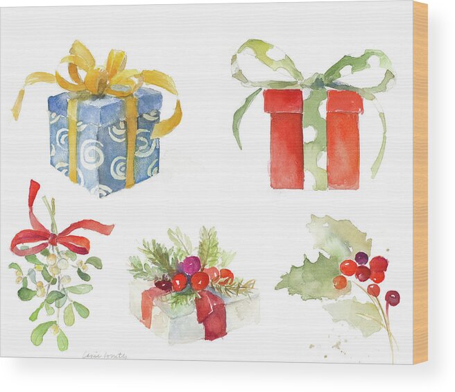 #faaAdWordsBest Wood Print featuring the painting Christmas Presents #1 by Lanie Loreth