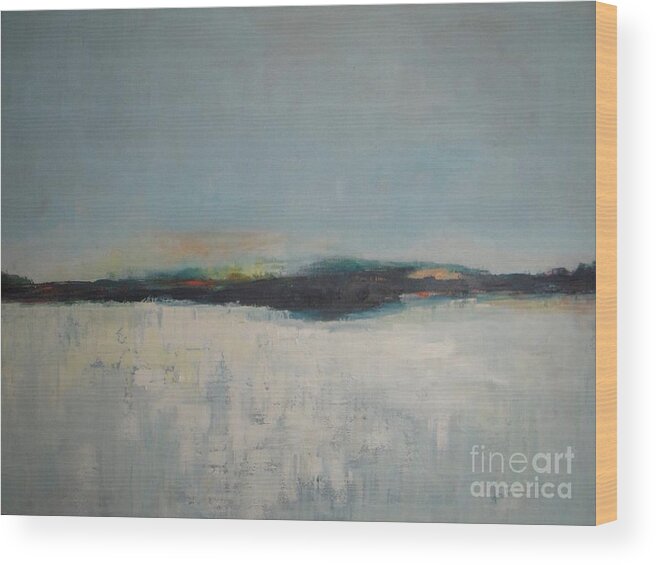 Abstract Landscape Wood Print featuring the painting Frozen Lake #1 by Vesna Antic