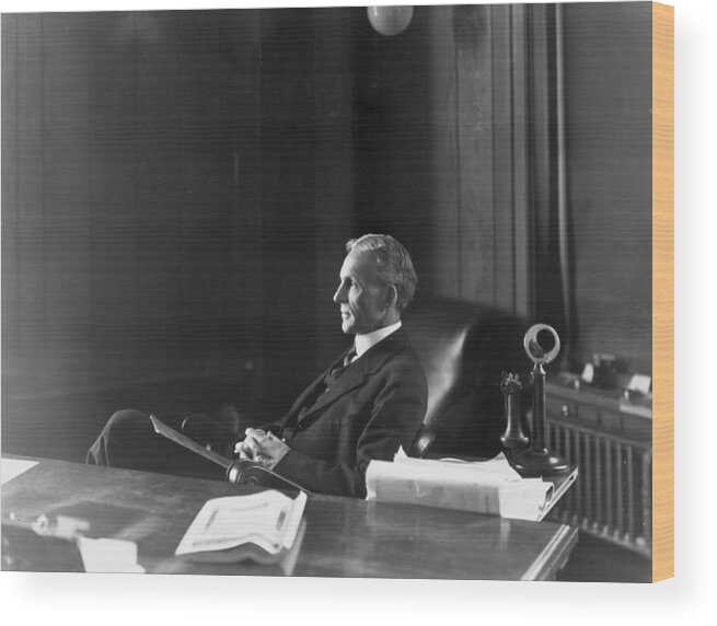 Henry Ford - Founder Of Ford Motor Company Wood Print featuring the photograph Henry Ford #1 by Hulton Archive