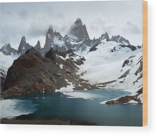 Tranquility Wood Print featuring the photograph Laguna De Los Tres And Fitz Roy #1 by Courtesy Of Serge Kruppa