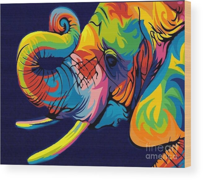 Animal Wood Print featuring the digital art Multi Elephant #1 by Gayle Price Thomas